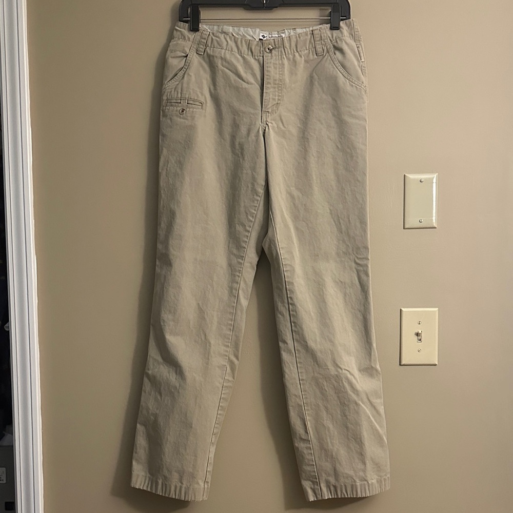 Beige Casual Cotton Pants